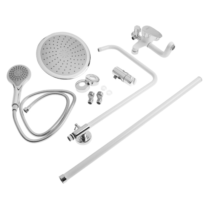 Душевая система ZEIN Z1012, смеситель, тропическая и ручная лейка, латунь, белый/хром Душевая система ZEIN Z1012, смеситель, тропическая и ручная лейка, латунь, белый/хром