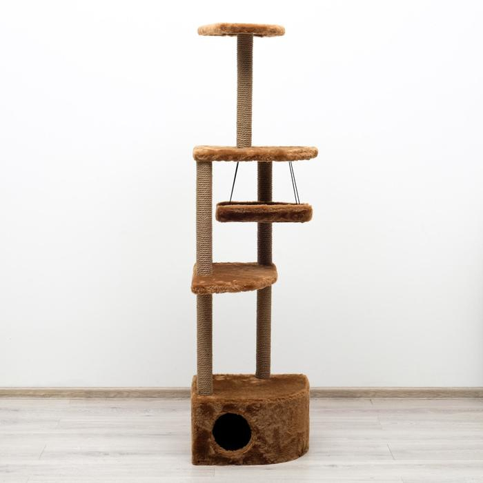 Комплекс для кошек с когтеточкой, угловой, 48 х 48 х 171 см, коричневый Комплекс для кошек с когтеточкой, угловой, 48 х 48 х 171 см, коричневый