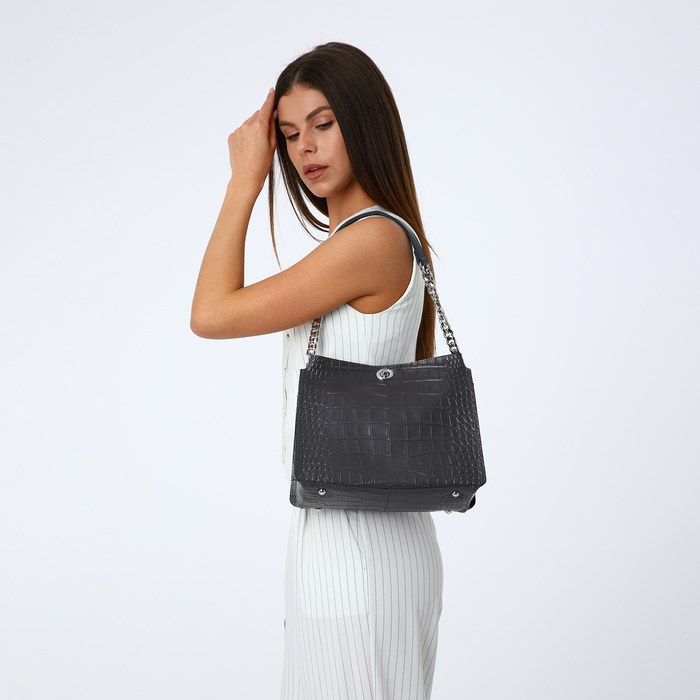 Сумка-тоут на молнии, цвет серый