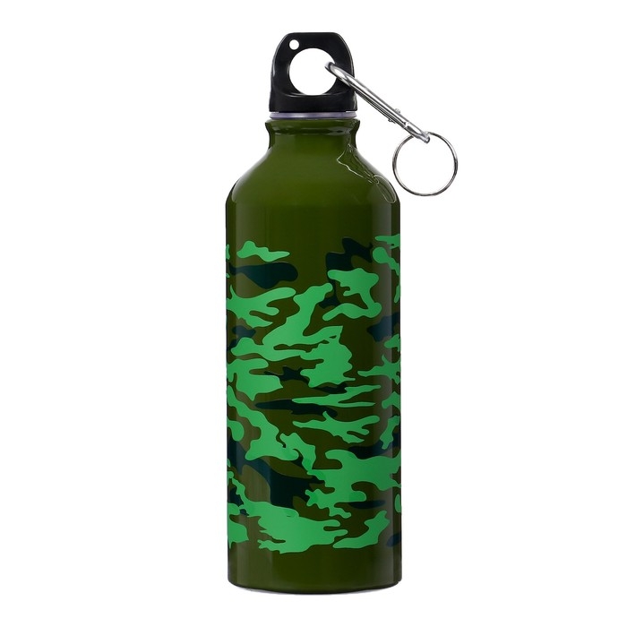 Бутылка для воды, 500 мл,  корпус из алюминия, пластик, милитари Бутылка для воды, 500 мл,  корпус из алюминия, пластик, милитари