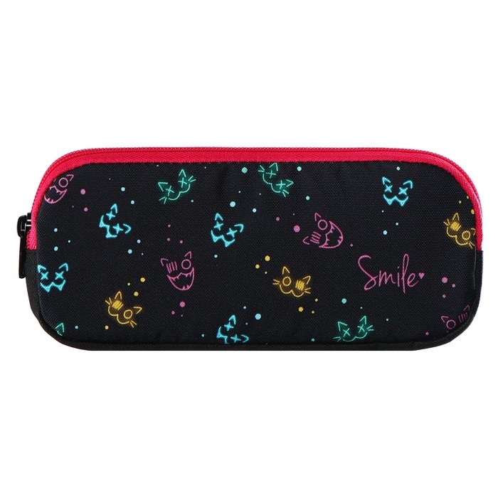 Пенал мягкий, 2 отделения, объёмный, 90 х 220 х 40 мм, Stavia Пенал мягкий, 2 отделения, объёмный, 90 х 220 х 40 мм, Stavia "Неон" чёрный 86213