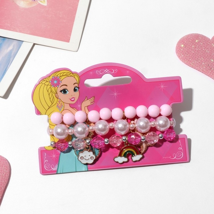 Набор детских браслетов (3 шт.) «Выбражулька», облачко, цветной в золоте