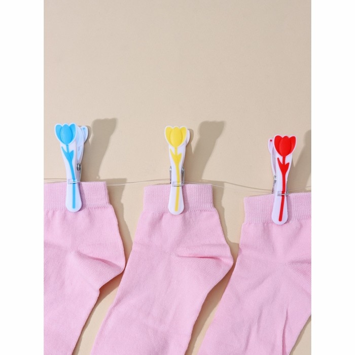 Прищепки бельевые «Тюльпаны», 8,5 см, 12 шт, цвет МИКС