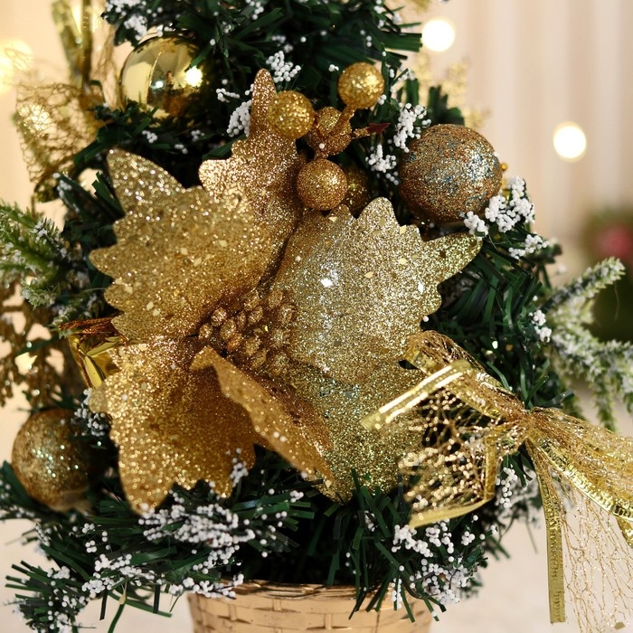 Ёлка декор Ёлка декор "Праздничная" цветок шары, 15х29 см, золото