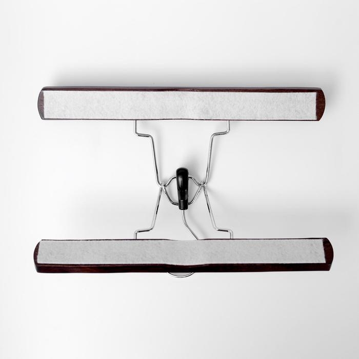 Вешалка для брюк и юбок Доляна, 25×16,5 см, зажим, цвет тёмное дерево Вешалка для брюк и юбок Доляна, 25×16,5 см, зажим, цвет тёмное дерево