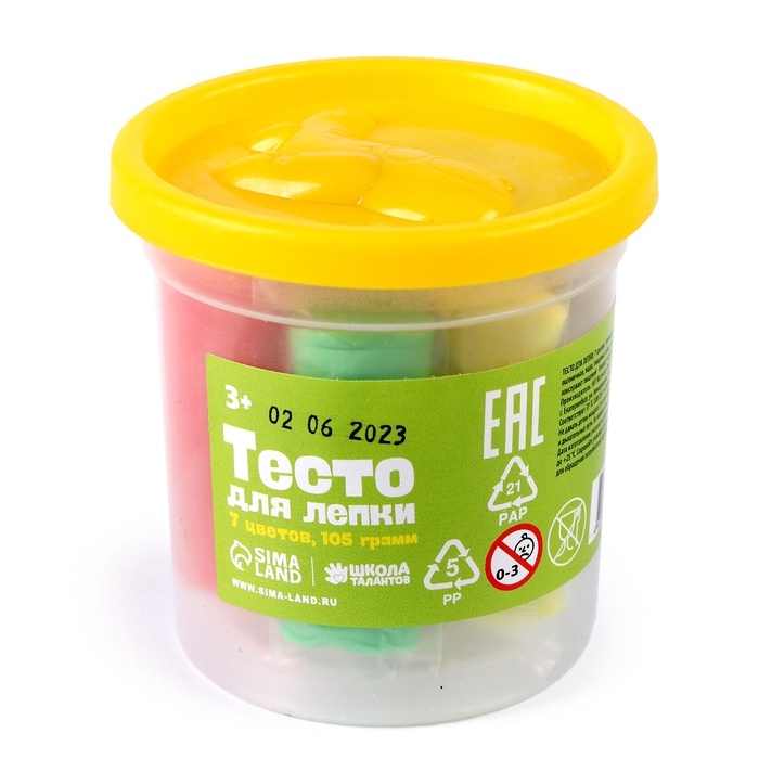Тесто для лепки, 7 цветов 15 г в ведёрке Тесто для лепки, 7 цветов 15 г в ведёрке