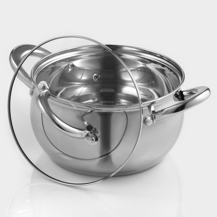 Кастрюля из нержавеющей стали Доляна «Гиперион», 1,9 л, d=16 см, с крышкой Кастрюля из нержавеющей стали Доляна «Гиперион», 1,9 л, d=16 см, с крышкой