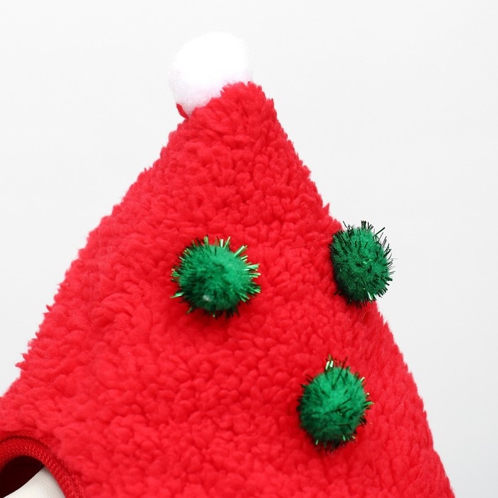 Новый год. Шапка для животных  Новый год. Шапка для животных "Колпак", размер L(ОМ 20 см, длина 20 см), красный