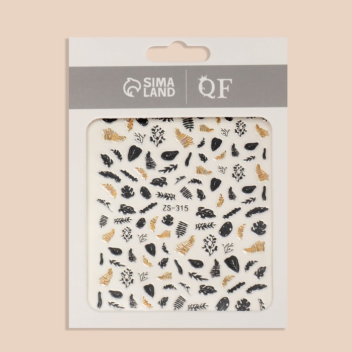 Наклейки для ногтей «Листопад», металлизированные, цвет золотистый/чёрный Наклейки для ногтей «Листопад», металлизированные, цвет золотистый/чёрный