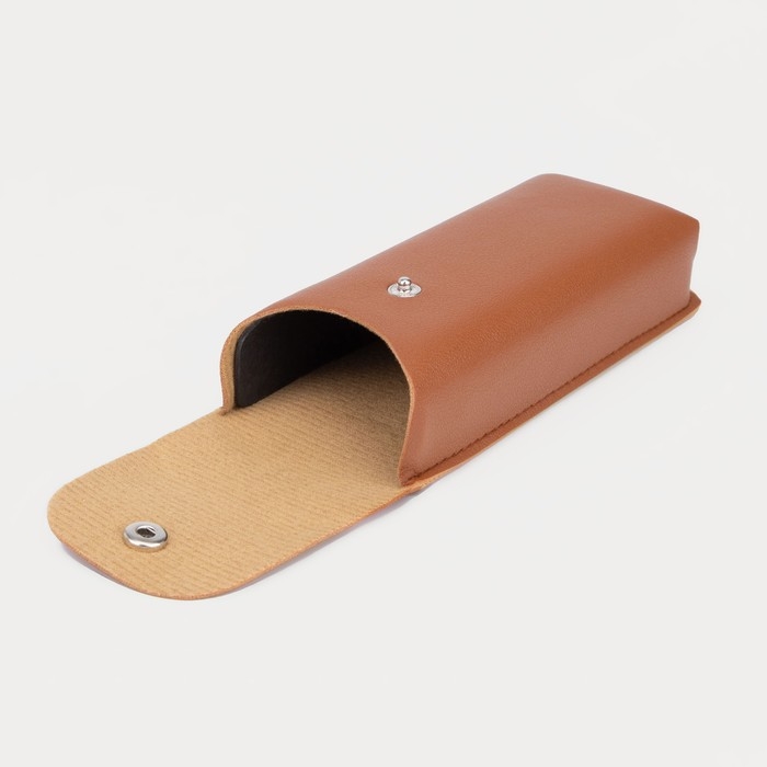 Футляр для очков на кнопке, длина 16 см, цвет коричневый Футляр для очков на кнопке, длина 16 см, цвет коричневый