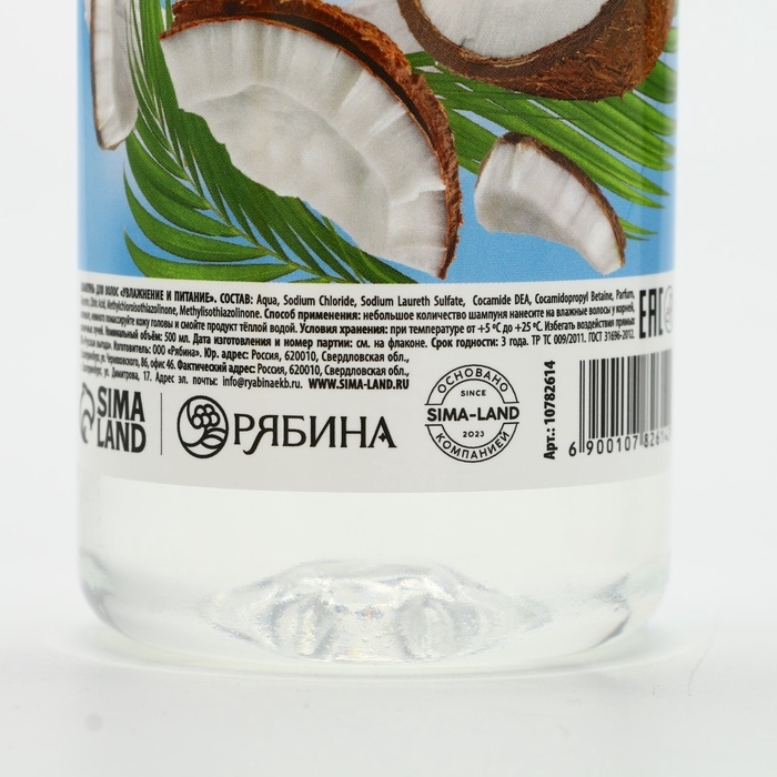 Шампунь для волос РУССКАЯ ВЫГОДА, 500 мл, аромат кокосового молочка