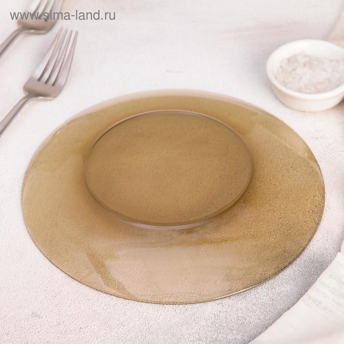 Тарелка стеклянная плоская Basilico, d=20.5 см, цвет коричневый Тарелка стеклянная плоская Basilico, d=20.5 см, цвет коричневый