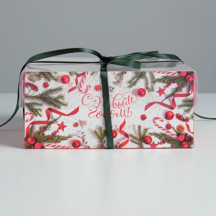 Коробка для капкейка «С Новым годом!», 16 х 16 х 7,5 см, Новый год Коробка для капкейка «С Новым годом!», 16 х 16 х 7,5 см, Новый год