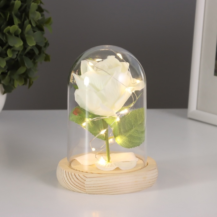 Ночник «Роза» LED 3хААА белый 9,5х9,5х14см