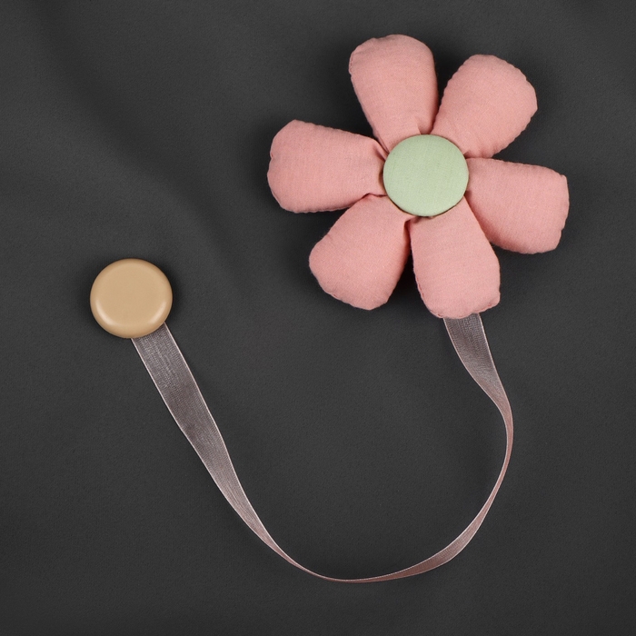 Подхват для штор «Цветочек», d = 10 см, цвет розовый/зелёный Подхват для штор «Цветочек», d = 10 см, цвет розовый/зелёный