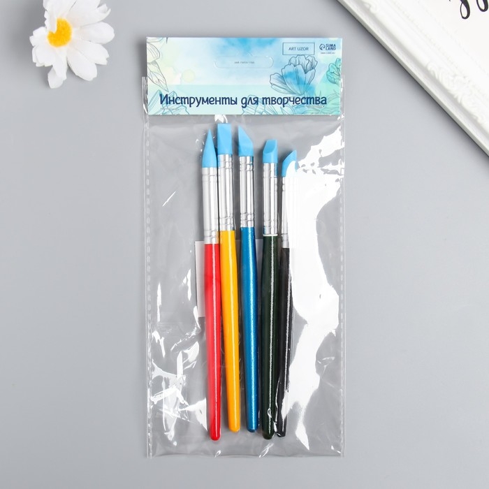 Набор инструментов для придания формы Набор инструментов для придания формы "Краски" 5 шт h=16 и 17 см дерево, металл, резина