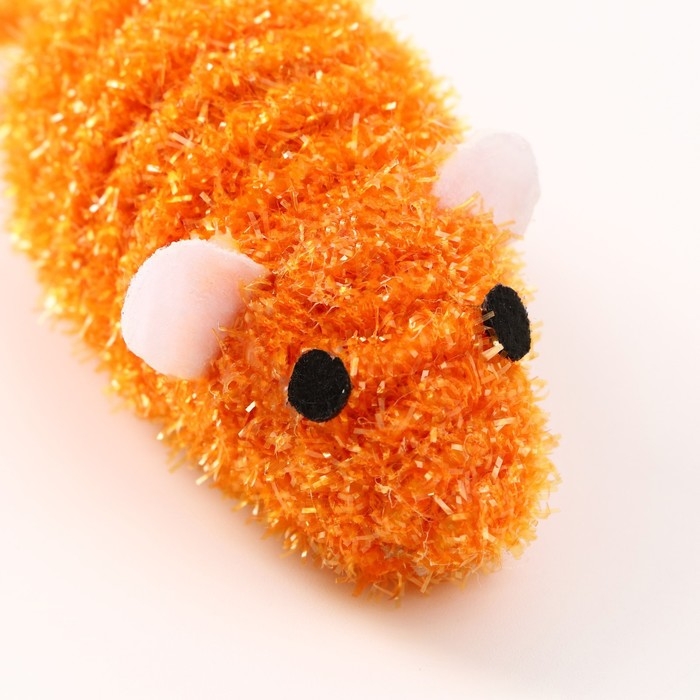 Мышь-погремушка 7 см, оранжевая Мышь-погремушка 7 см, оранжевая