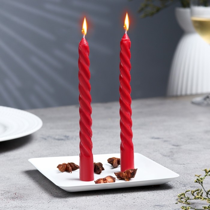 Набор свечей витых, 1,5х 15 см, 2 штуки, аромат лаванда Набор свечей витых, 1,5х 15 см, 2 штуки, аромат лаванда