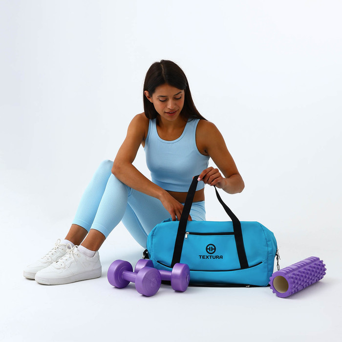 Сумка спортивная, TEXTURA, средний размер, цвет голубой