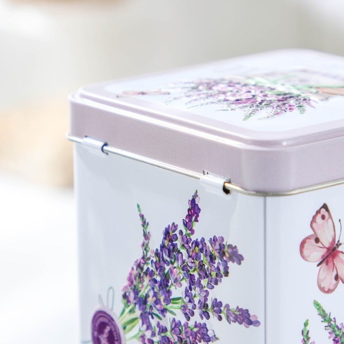 Банка с крышкой для сыпучих продуктов «Лаванда-3», 1,2 л, 9×16,5 см, прямоугольная