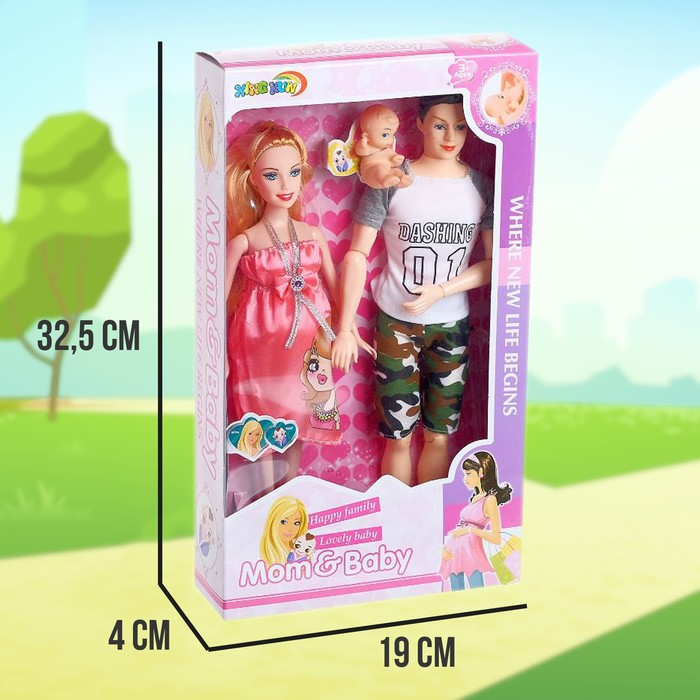 Набор &laquo;Молодая семья с пупсом&raquo;: кукла-модель беременная, кукла Алекс шарнирная
