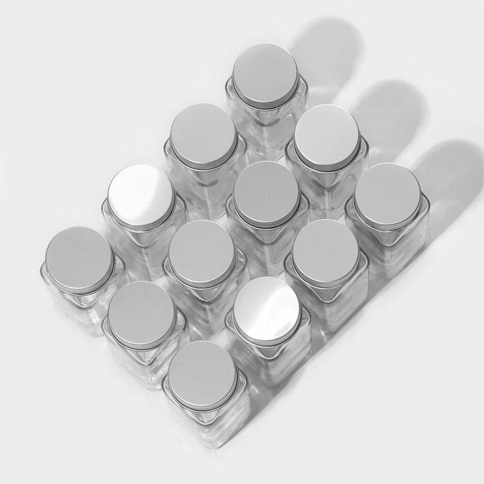 Набор стеклянных баночек для специй с металлической крышкой «Эко», 120 мл, 4,5×10,5 см, 12 шт Набор стеклянных баночек для специй с металлической крышкой «Эко», 120 мл, 4,5×10,5 см, 12 шт