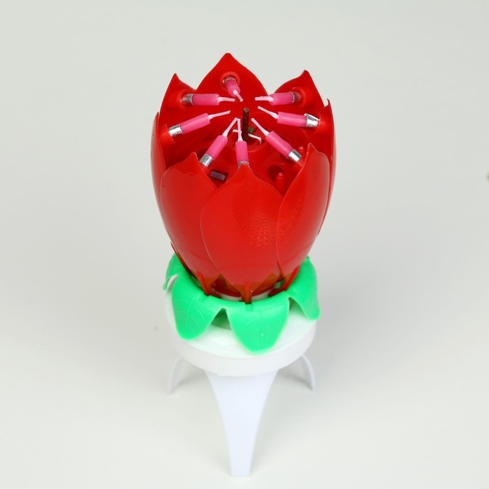 Свеча для торта музыкальная  Свеча для торта музыкальная "Тюльпан", крутящаяся, красная, 14,5×6 см