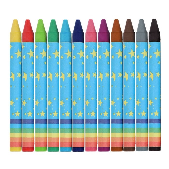 Мелки восковые, 12 цветов, 80 штук, Мелки восковые, 12 цветов, 80 штук, "Игротека", МАКСИ УПАКОВКА, в пластиковом контейнере