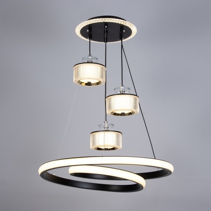 Светильник с ПДУ Светильник с ПДУ "Римини" LED 96Вт 3000-6000К черный 50х50х14-114 см