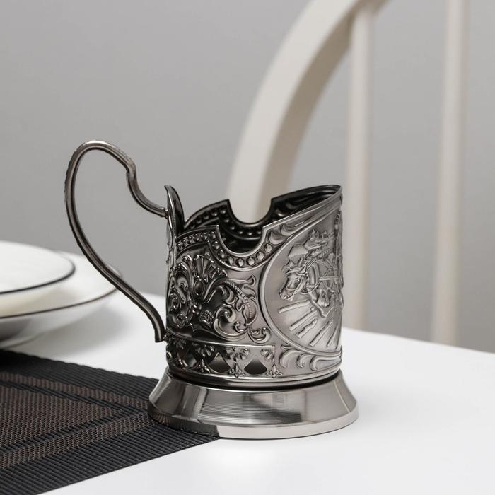 Подстаканник «Тройка», d=72 мм, никелированный, с чернением Подстаканник «Тройка», d=72 мм, никелированный, с чернением