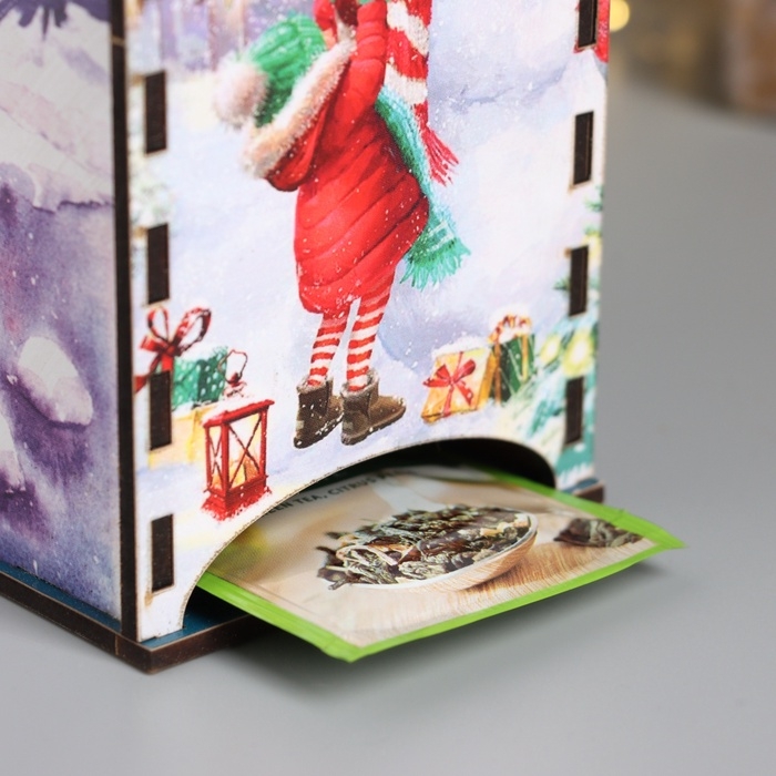 Новогодний чайный домик  Новогодний чайный домик "Счастливого НГ" 20х10,5х10 см МИКС