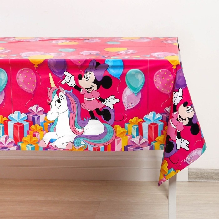 Скатерть одноразовая праздничная 120х180 см, 35 мкр, Минни Маус и Единорог Скатерть одноразовая праздничная 120х180 см, 35 мкр, Минни Маус и Единорог