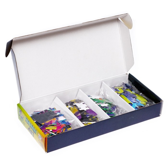 Набор с фигурными пазлами 4 в 1 «Ночные гонки»