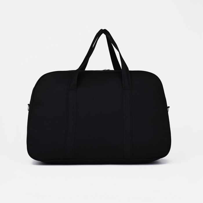 Сумка дорожная на молнии, наружный карман, длинный ремень, цвет чёрный Сумка дорожная на молнии, наружный карман, длинный ремень, цвет чёрный