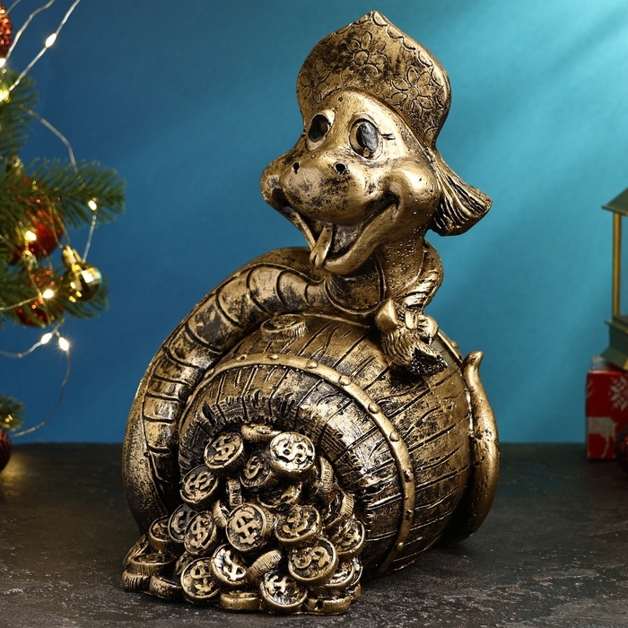 Копилка Копилка "Змея Василиса" черное золото, 30х20х25см