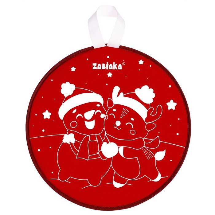 Ледянка мягкая «Снеговик и олень», диаметр 33 см, красный Ледянка мягкая «Снеговик и олень», диаметр 33 см, красный