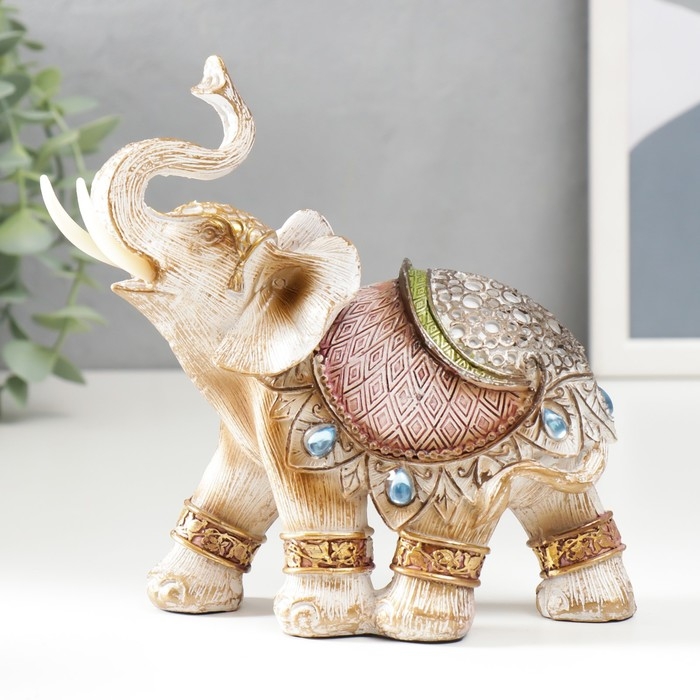 Сувенир полистоун Сувенир полистоун "Слон в попоне с сапфирами" под дерево 14х16х7,5 см
