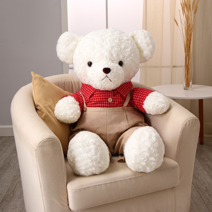 Мягкая игрушка «Медведь», в красной рубашке, 100 см, цвет белый Мягкая игрушка «Медведь», в красной рубашке, 100 см, цвет белый