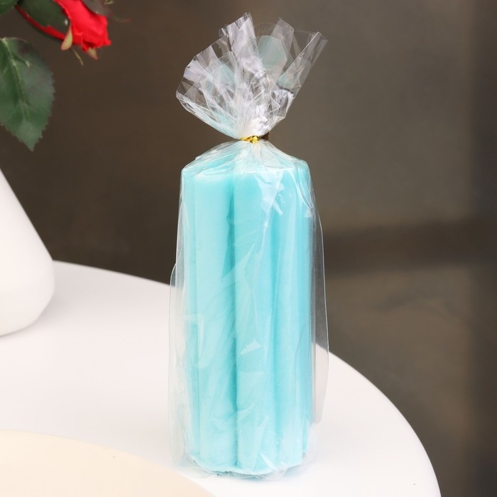 Свеча-цилиндр Свеча-цилиндр "Четырехлистник", 4,5х10,5 см, бирюзовая, 6 ч