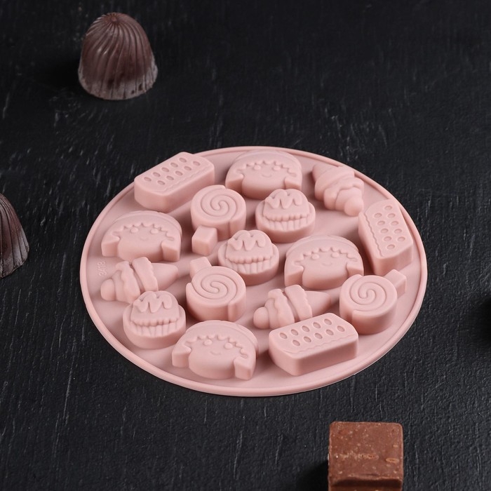 Форма для мармелада Доляна «Сладости», силикон, d=12 см, 16 ячеек, цвет МИКС Форма для мармелада Доляна «Сладости», силикон, d=12 см, 16 ячеек, цвет МИКС