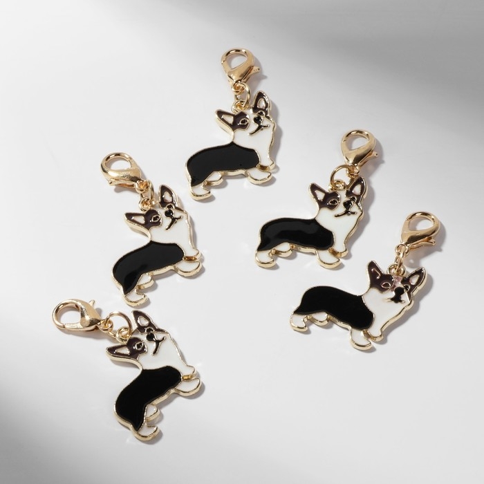 Шарм «Корги», чёрно-белый в золоте Шарм «Корги», чёрно-белый в золоте