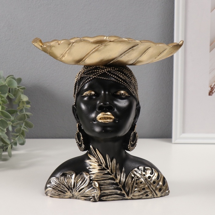 Сувенир полистоун подставка Сувенир полистоун подставка "Девушка с золотым листком на голове" 10,5х22х23,5 см
