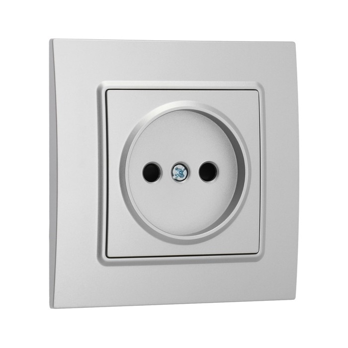 Розетка одноместная TOT Elegant, 10 А, скрытая, без з/к, серебристая Розетка одноместная TOT Elegant, 10 А, скрытая, без з/к, серебристая