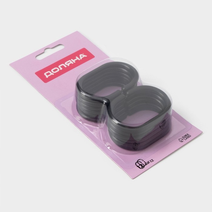 Кольца для штор Доляна, в ванную, пластик, 12 шт, 5,9×3,9 см, цвет чёрный