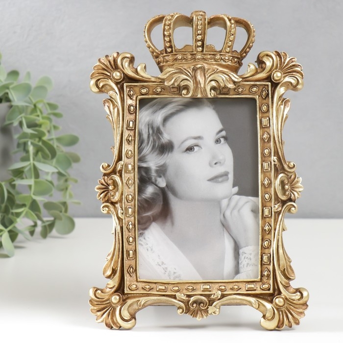 Фоторамка полистоун 10х15 см Фоторамка полистоун 10х15 см "Корона императора" золото 23х15 см