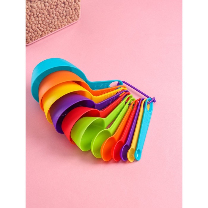 Набор мерных ложек Доляна «Заряд», 12 шт, 22×8×1,5 см, цвет МИКС Набор мерных ложек Доляна «Заряд», 12 шт, 22×8×1,5 см, цвет МИКС