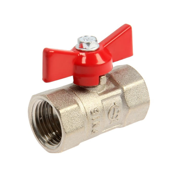 Кран шаровой Кран шаровой "ГАЛЛОП" ПРАКТИК DN-15 130, внутренняя/внутренняя резьба 1/2", бабочка, никел.