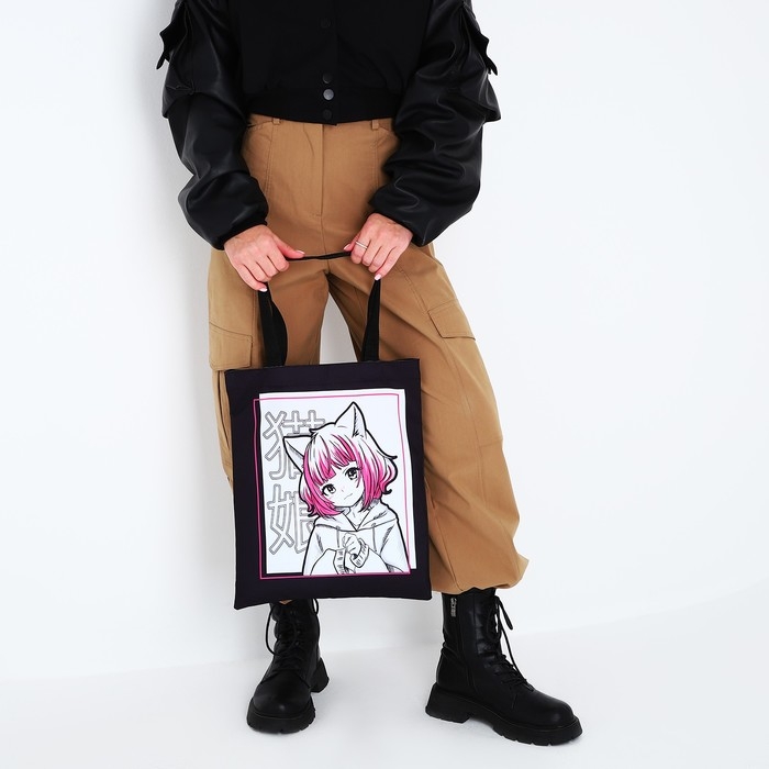 Шопер детский для девочки без застёжки, цвет чёрный/белый Шопер детский для девочки без застёжки, цвет чёрный/белый