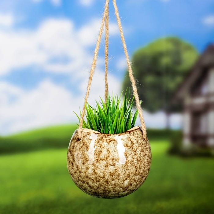 Кашпо подвесное  Кашпо подвесное "Круглое" коричневое, 11х11х9см