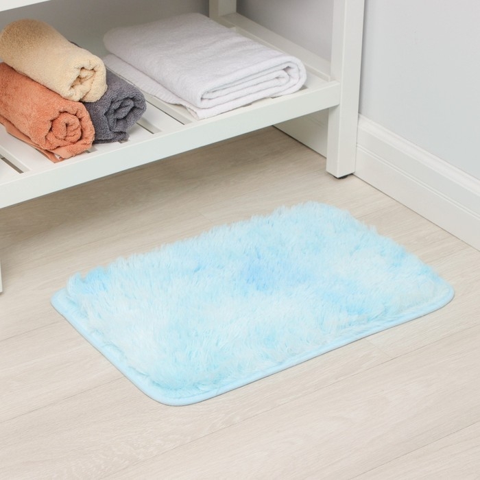 Коврик для дома Доляна «Пушистик», 40×60 см, цвет сине-голубой Коврик для дома Доляна «Пушистик», 40×60 см, цвет сине-голубой